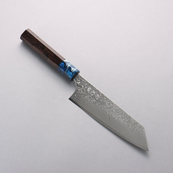 Yoshimi Kato SG2 Damascus Migaki Polish Finish Bunka 170mm Ebony (ferrule: Blue Marble Resin) Handle - Seisuke Knife