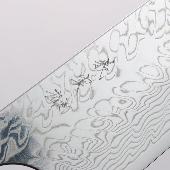 Yoshimi Kato SG2 Damascus Migaki Polish Finish Bunka 170mm Ebony (ferrule: Blue Marble Resin) Handle - Seisuke Knife