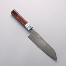  Yoshimi Kato SG2 Black Damascus Santoku 170mm Rosewood (Ferrule: White Turquoise) Handle - Seisuke Knife