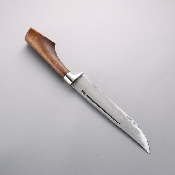 Kurotori White Steel No.1 Damascus Sword Machete Natural wood Handle with Sheath 240mm - Seisuke Knife
