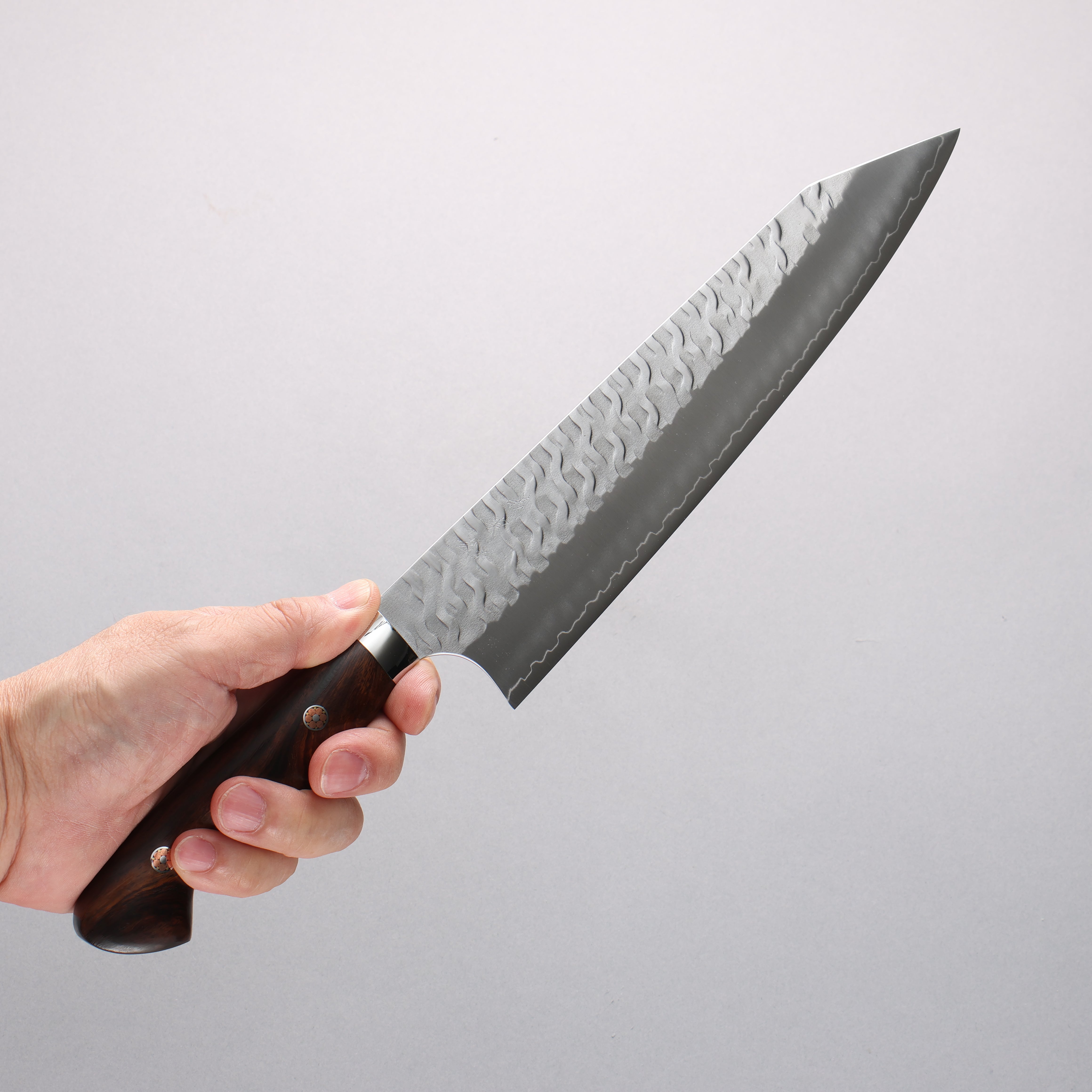 Yoshimi Kato Nami SPG STRIX Hammered Kiritsuke Gyuto 210mm Ironwood Handle - Seisuke Knife