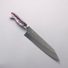  Yoshimi Kato SPG STRIX Hammered (V) Kiritsuke Gyuto 210mm Red White Black Acrylic Handle - Seisuke Knife