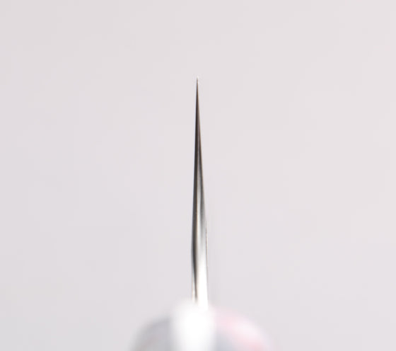 Yoshimi Kato SPG STRIX Hammered (V) Kiritsuke Gyuto 210mm Red White Black Acrylic Handle - Seisuke Knife