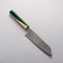  Yoshimi Kato VG10w Colored Damascus Bunka 170mm Olive Tree and Green Resin Handle - Seisuke Knife