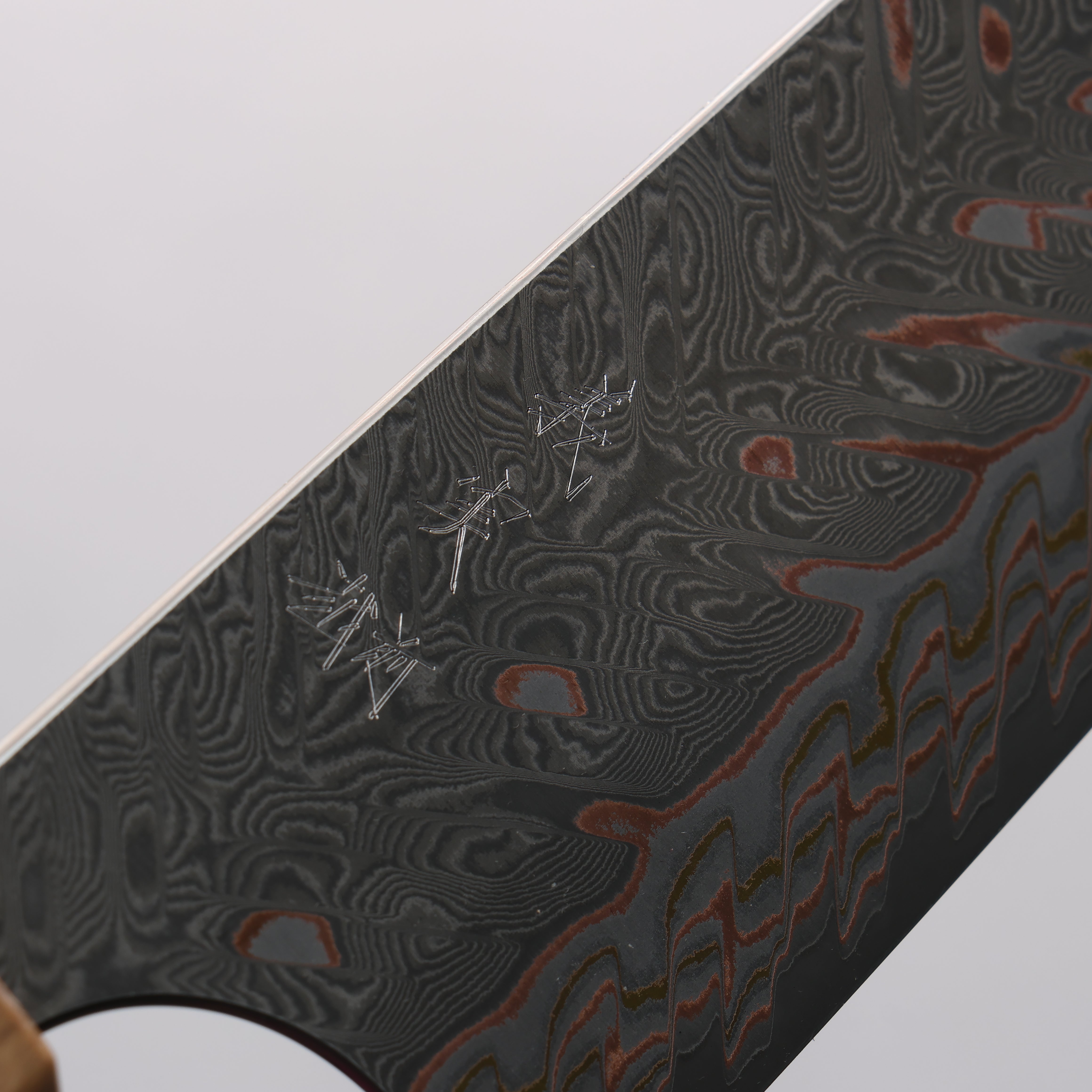 Yoshimi Kato VG10w Colored Damascus Bunka 170mm Olive Tree and Green Resin Handle - Seisuke Knife
