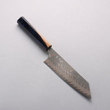  Yoshimi Kato VG10w Colored Damascus Bunka 170mm Olive Tree and Blue Resin Handle - Seisuke Knife