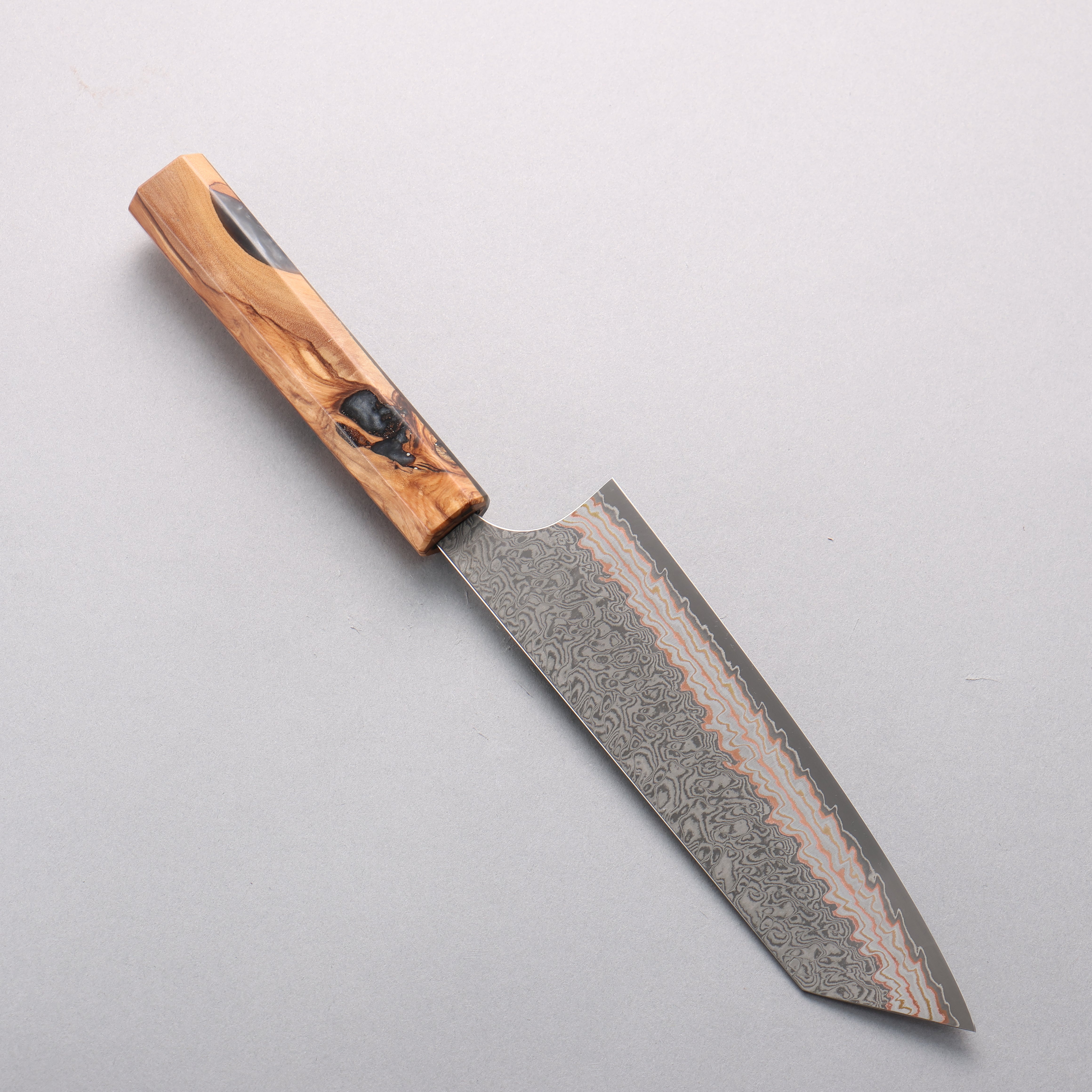 Yoshimi Kato VG10w Colored Damascus Bunka 170mm Olive & Black Marble Resin Handle - Seisuke Knife