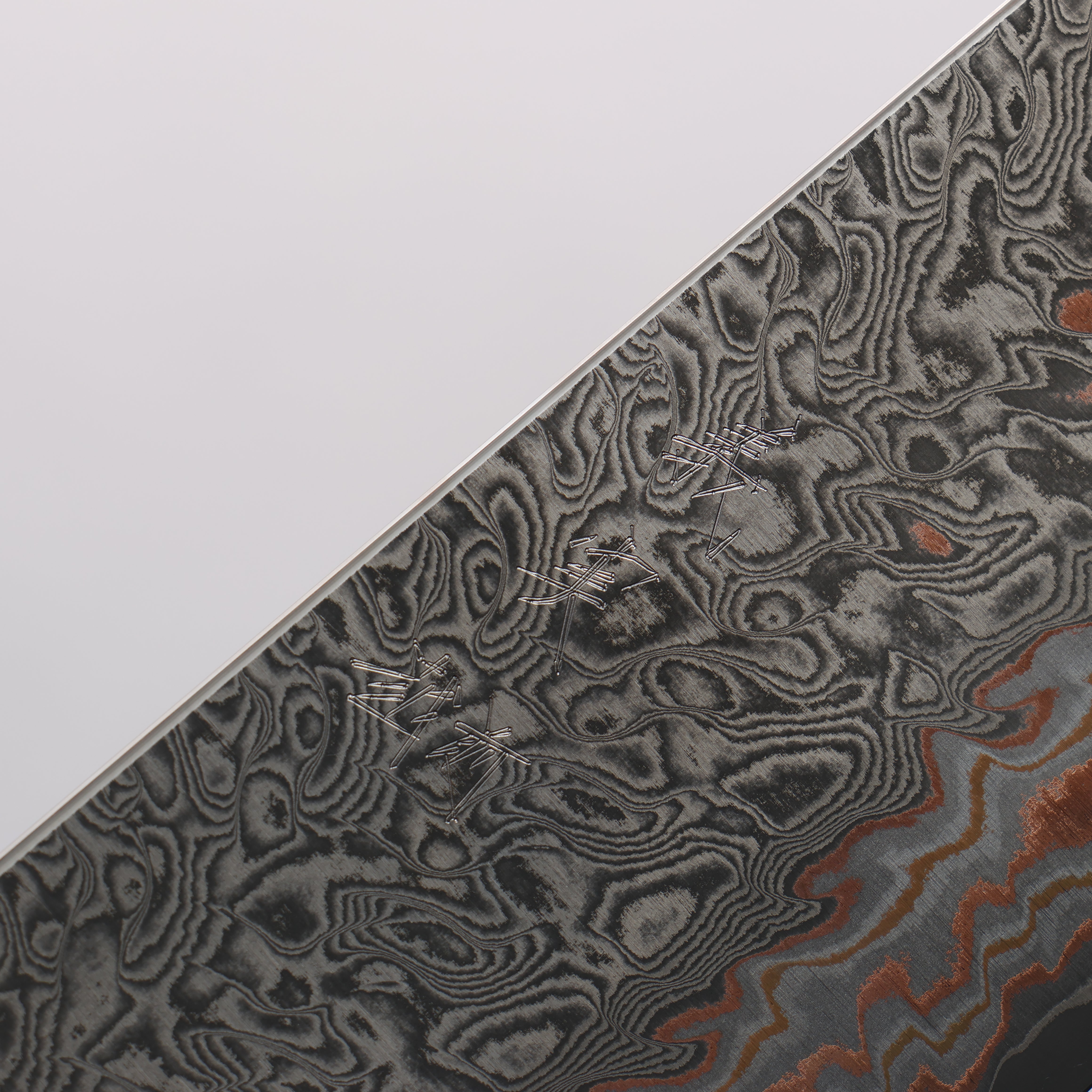Yoshimi Kato VG10w Colored Damascus Bunka 170mm Olive & Black Marble Resin Handle - Seisuke Knife