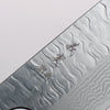 Yoshimi Kato Nami VG-XEOS Hammered Damascus Santoku 170mm Black Stabilized Wood (White Turquoise Ring) Handle - Seisuke Knife - Slide 3