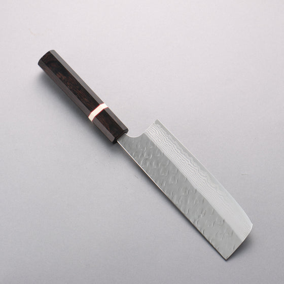Yoshimi Kato Nami VG-XEOS Hammered Damascus Nakiri 165mm Ebony (White Ring) Handle - Seisuke Knife