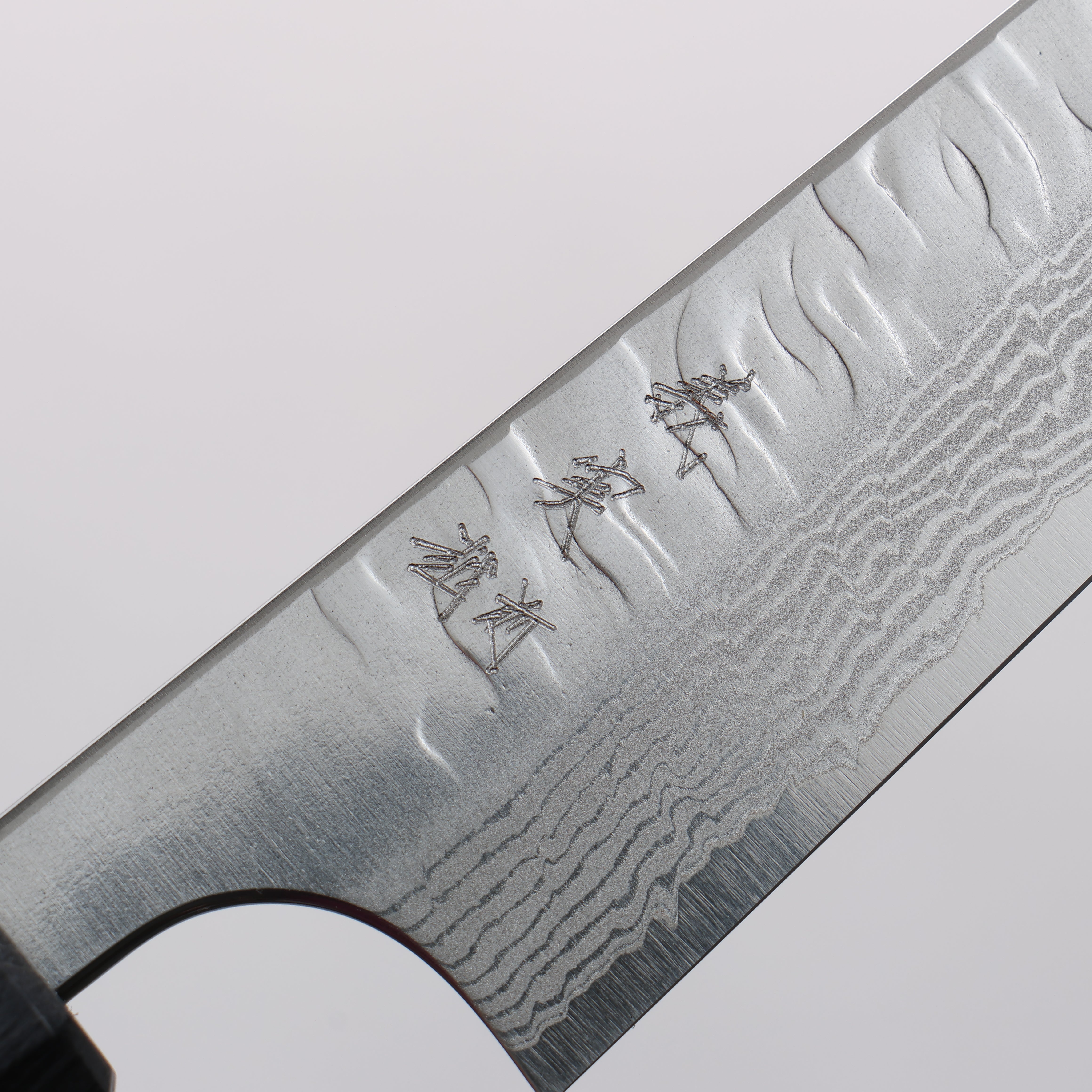 Yoshimi Kato Nami VG-XEOS Hammered Damascus Kiritsuke Petty-Utility 120mm Black Stabilized Wood (White Turquoise Ring) Handle - Seisuke Knife