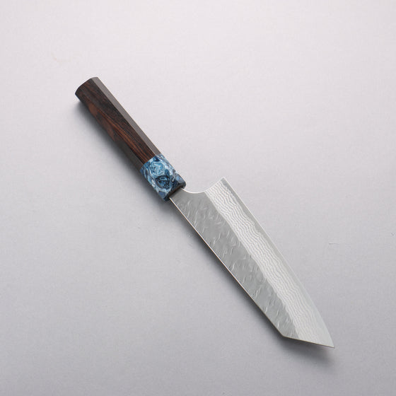 Yoshimi Kato Nami VG-XEOS Hammered Damascus Bunka 170mm Ebony (ferrule: Blue Marble Resin) Handle - Seisuke Knife