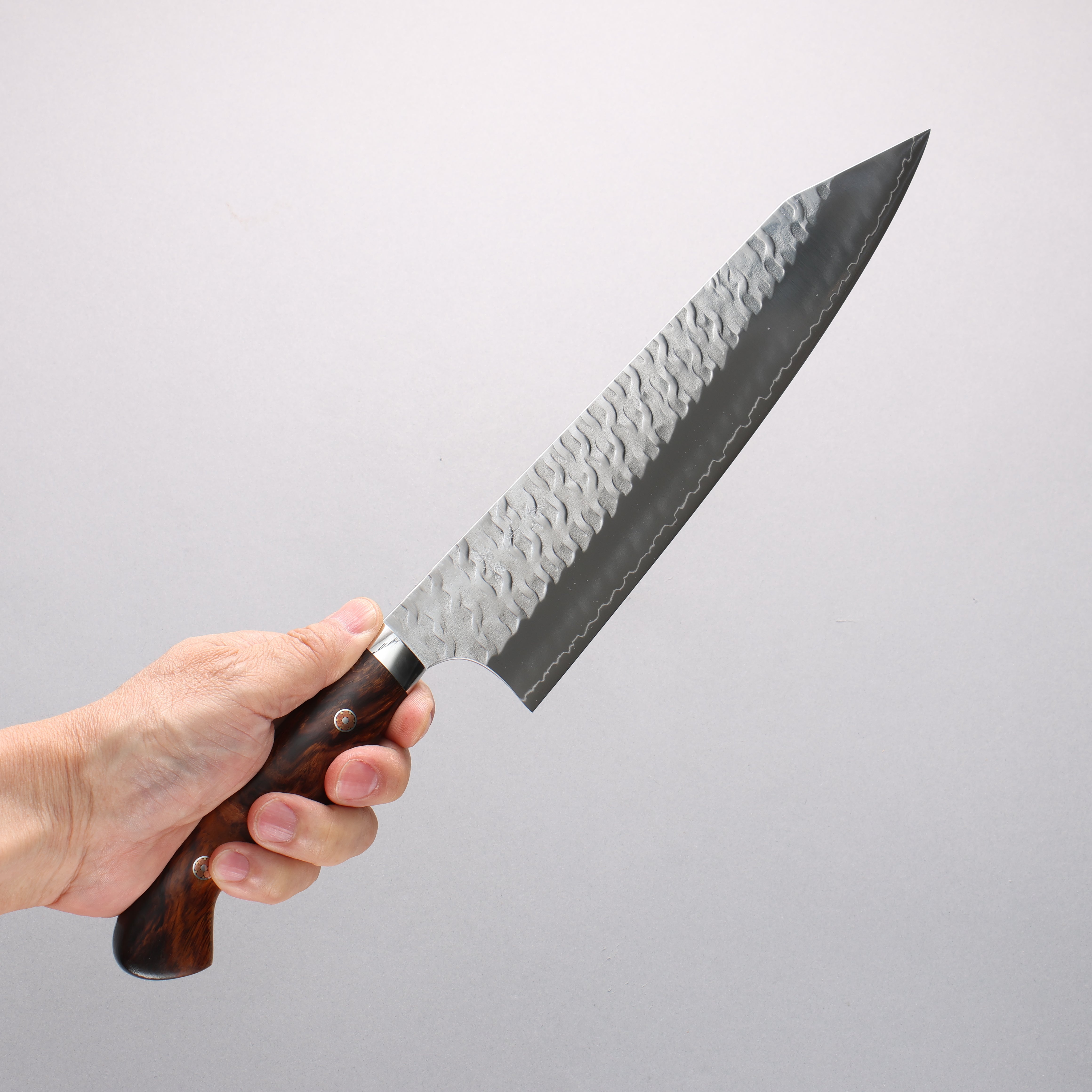 Yoshimi Kato Nami SPG STRIX Hammered Kiritsuke Gyuto 240mm Ironwood Handle - Seisuke Knife