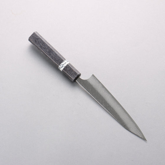 Yoshimi Kato Nami VG-XEOS Hammered Damascus Kiritsuke Petty-Utility 150mm Black Stabilized Wood (White Turquoise Ring) Handle - Seisuke Knife