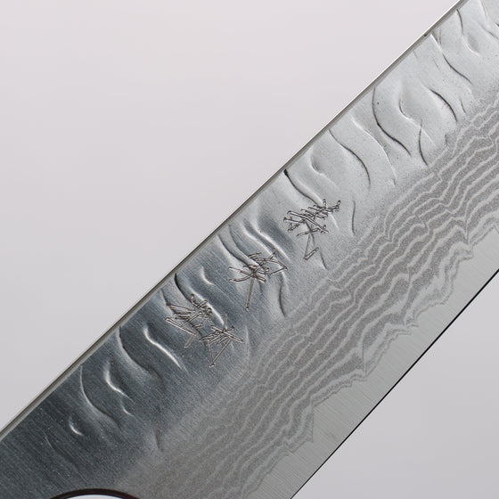 Yoshimi Kato Nami VG-XEOS Hammered Damascus Kiritsuke Petty-Utility 150mm Black Stabilized Wood (White Turquoise Ring) Handle - Seisuke Knife