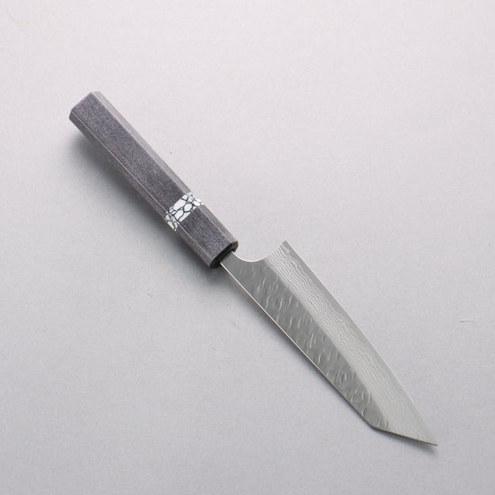 Yoshimi Kato Nami VG-XEOS Hammered Damascus Small Bunka 130mm Black Stabilized Wood (White Turquoise Ring) Handle - Seisuke Knife