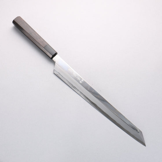 Sakai Takayuki Hien Blue Steel No.2 Mirrored Finish Kengata Yanagiba 300mm Ebony Wood Handle with Sheath - Seisuke Knife