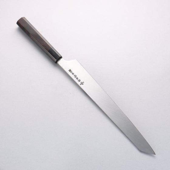 Sakai Takayuki Hien Blue Steel No.2 Mirrored Finish Kengata Yanagiba 300mm Ebony Wood Handle with Sheath - Seisuke Knife