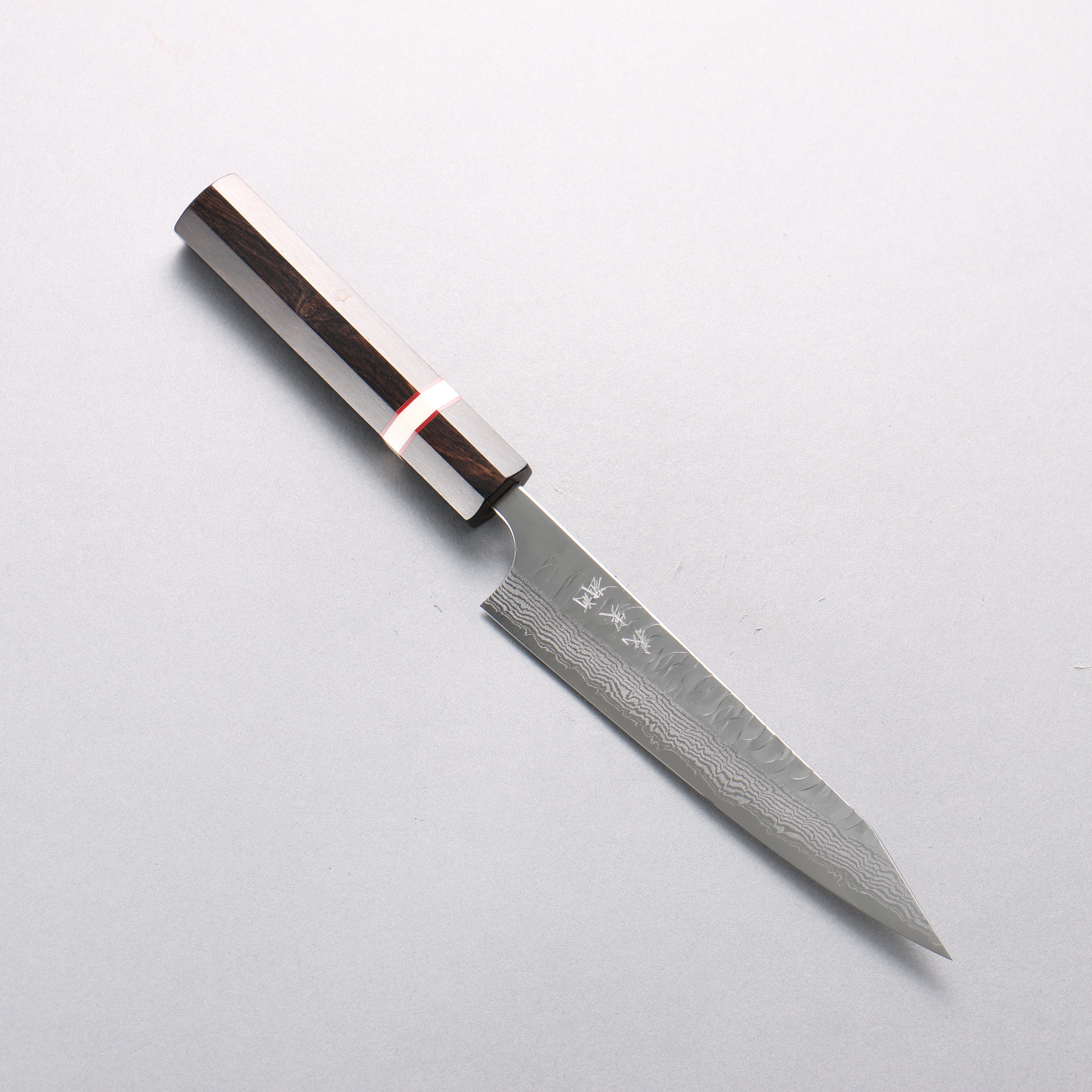Yoshimi Kato Nami VG-XEOS Hammered Damascus Kiritsuke Petty-Utility 150mm Ebony (White Ring) Handle - Seisuke Knife