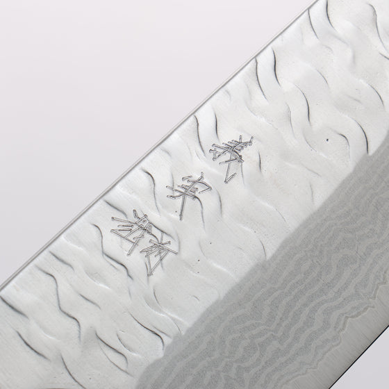 Yoshimi Kato Nami VG-XEOS Hammered Damascus Kiritsuke Gyuto 210mm Rosewood (Ferrule: Ebony) Handle - Seisuke Knife