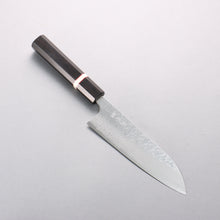  Yoshimi Kato Nami VG-XEOS Hammered Damascus Santoku 170mm Ebony (White Ring) Handle - Seisuke Knife