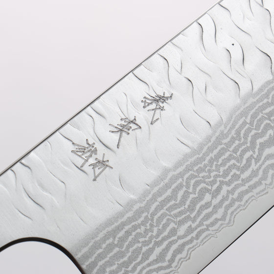 Yoshimi Kato Nami VG-XEOS Hammered Damascus Santoku 170mm Ebony (White Ring) Handle - Seisuke Knife