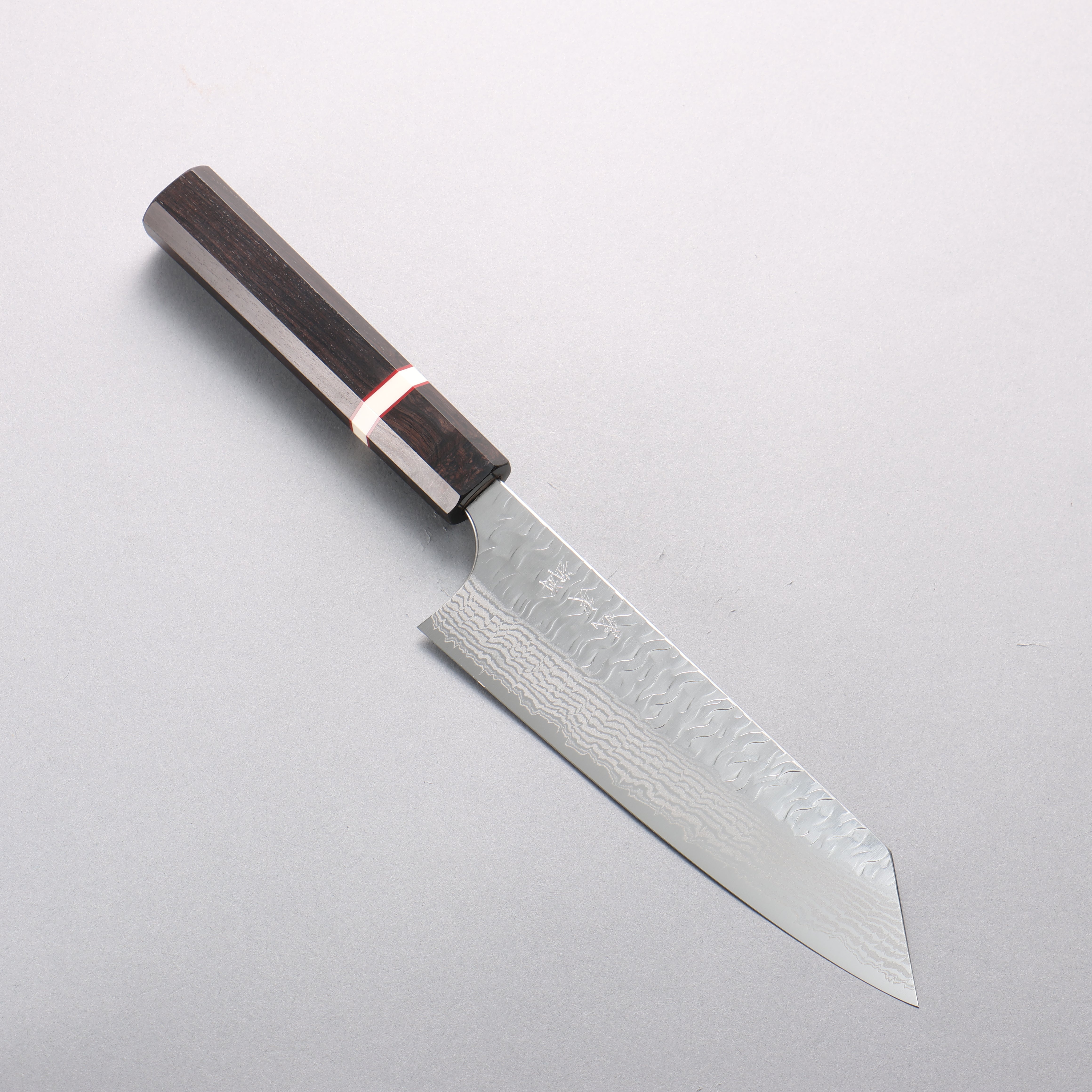 Yoshimi Kato Nami VG-XEOS Hammered Damascus Bunka 170mm Ebony (White Ring) Handle - Seisuke Knife