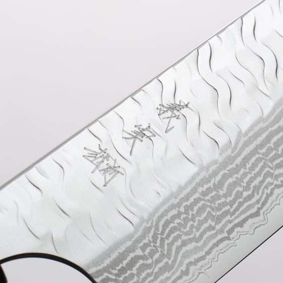 Yoshimi Kato Nami VG-XEOS Hammered Damascus Bunka 170mm Ebony (White Ring) Handle - Seisuke Knife