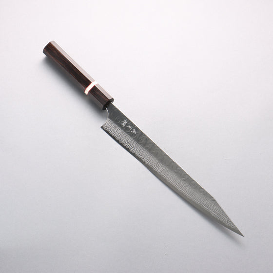 Yoshimi Kato Nami VG-XEOS Hammered Damascus Kiritsuke Sujihiki 270mm Ebony (White Ring) Handle - Seisuke Knife