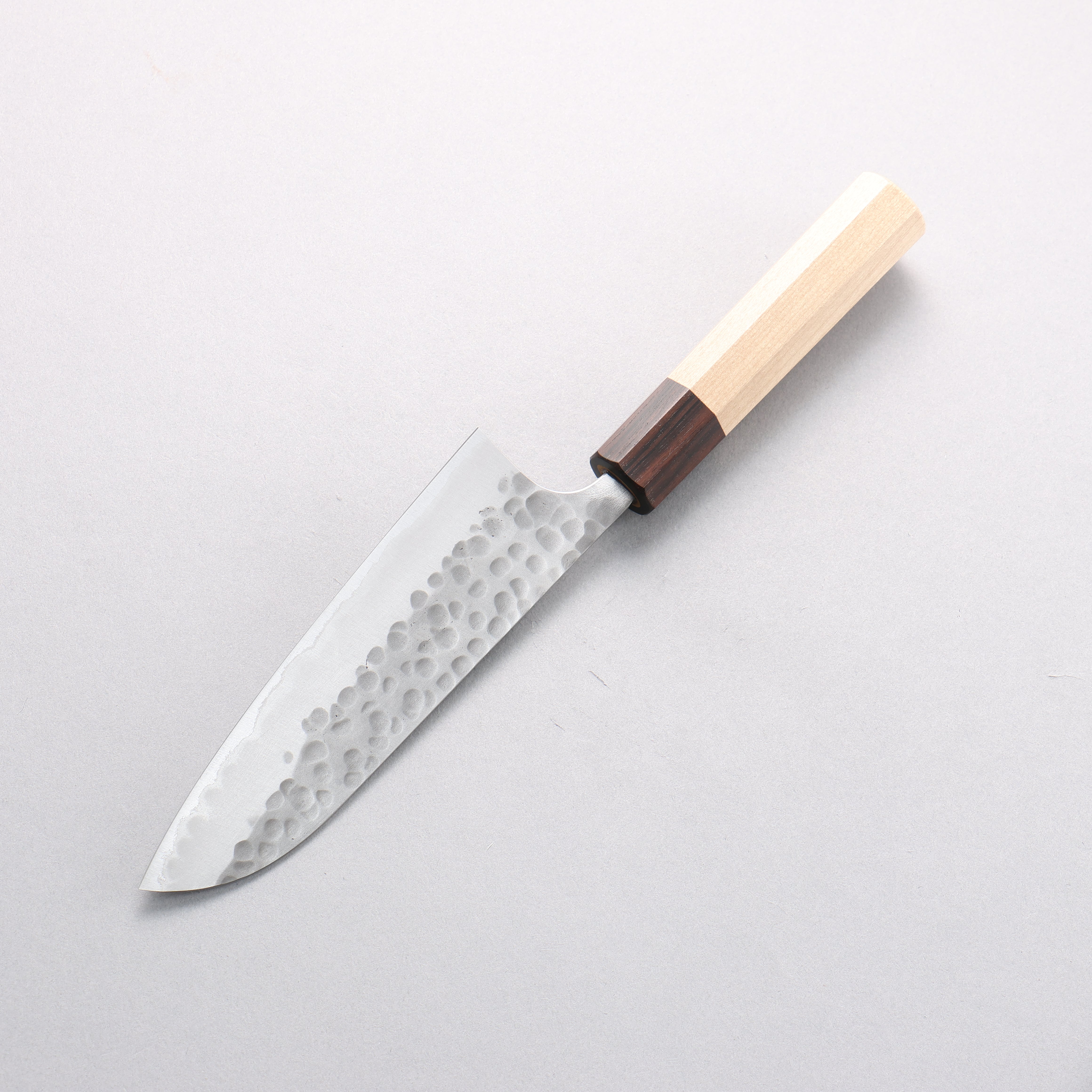 Anryu Blue Super Hammered Migaki Finished Small Santoku 150mm Magnolia (Ferrule: Ebony) Handle - Seisuke Knife