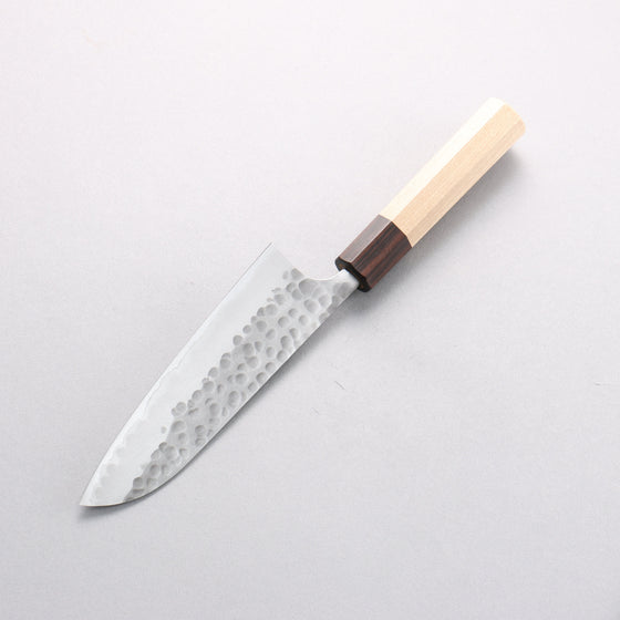 Anryu Blue Super Hammered Migaki Finished Small Santoku 150mm Magnolia (Ferrule: Ebony) Handle - Seisuke Knife