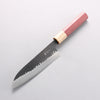 Anryu Blue Super Hammered Black Finished Small Santoku 150mm Purpleheart (Ferrule: Oak) Handle - Seisuke Knife - Slide 1
