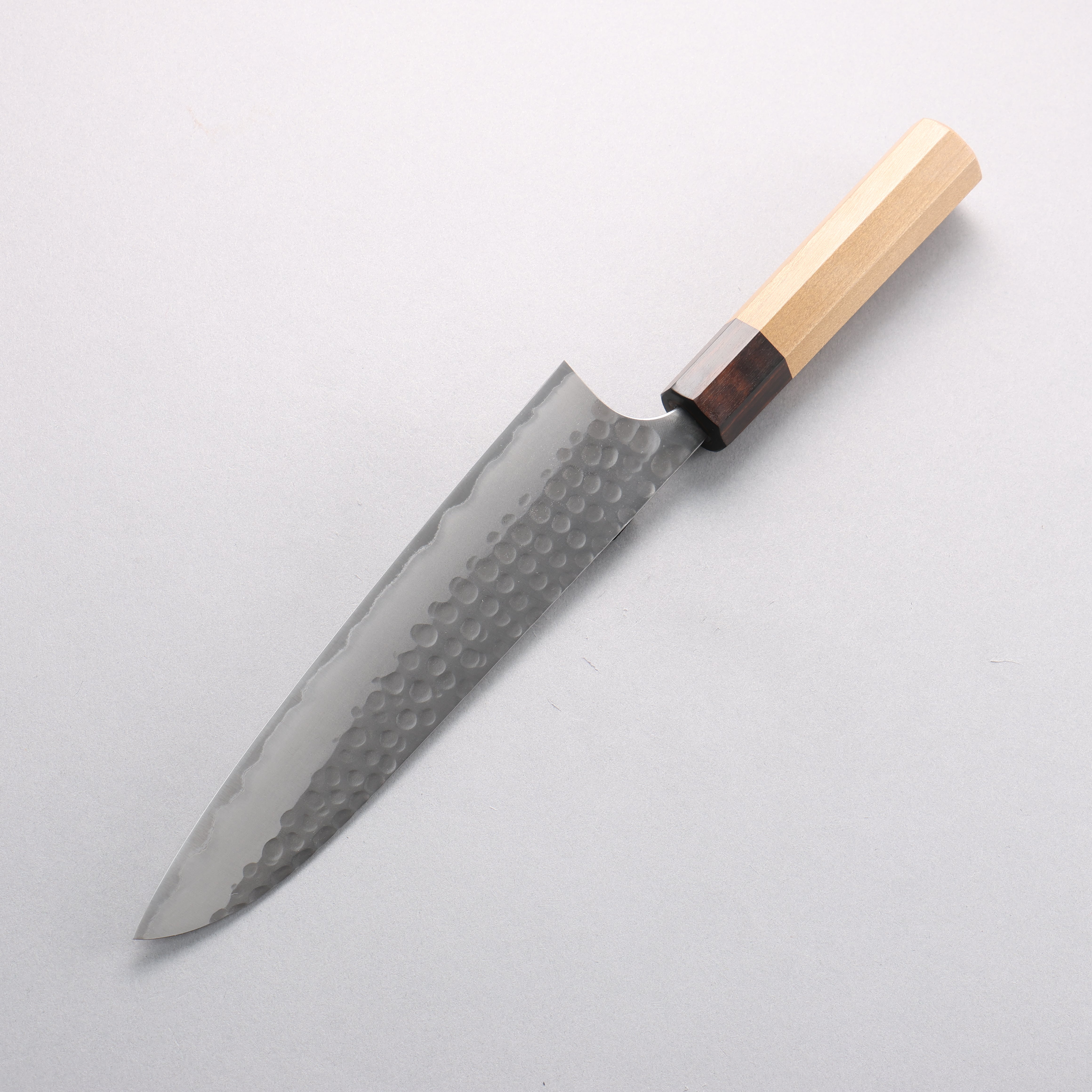 Anryu Blue Super Hammered Migaki Finished Gyuto 210mm Magnolia & Ebony Handle - Seisuke Knife