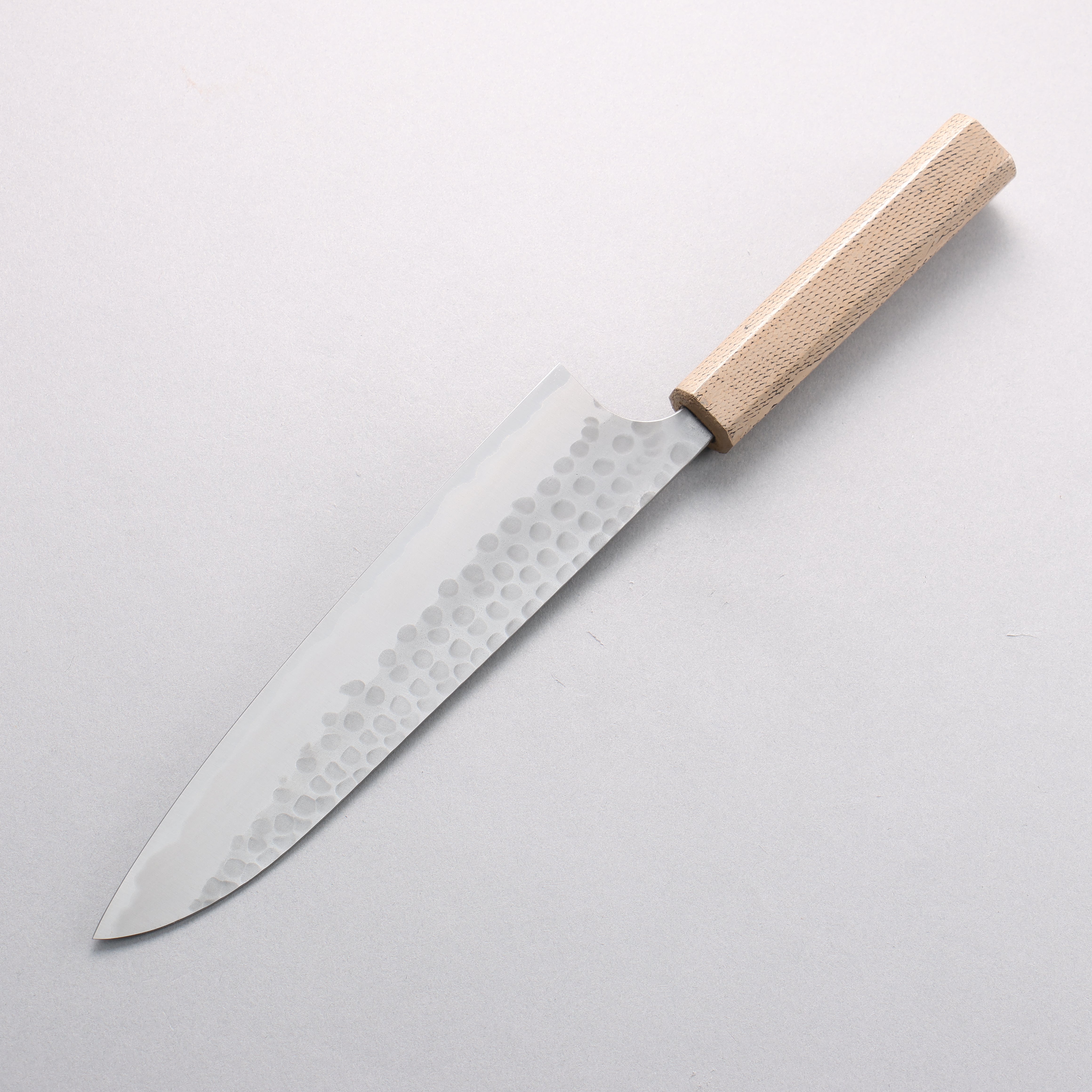 Anryu Blue Super Hammered Migaki Gyuto 210mm White Snake Skin Lacquered Oak Handle - Seisuke Knife