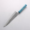 Anryu Blue Super Hammered Migaki Finished Gyuto 210mm Lacquered Oak (Blue Ocean) Handle - Seisuke Knife - Slide 2