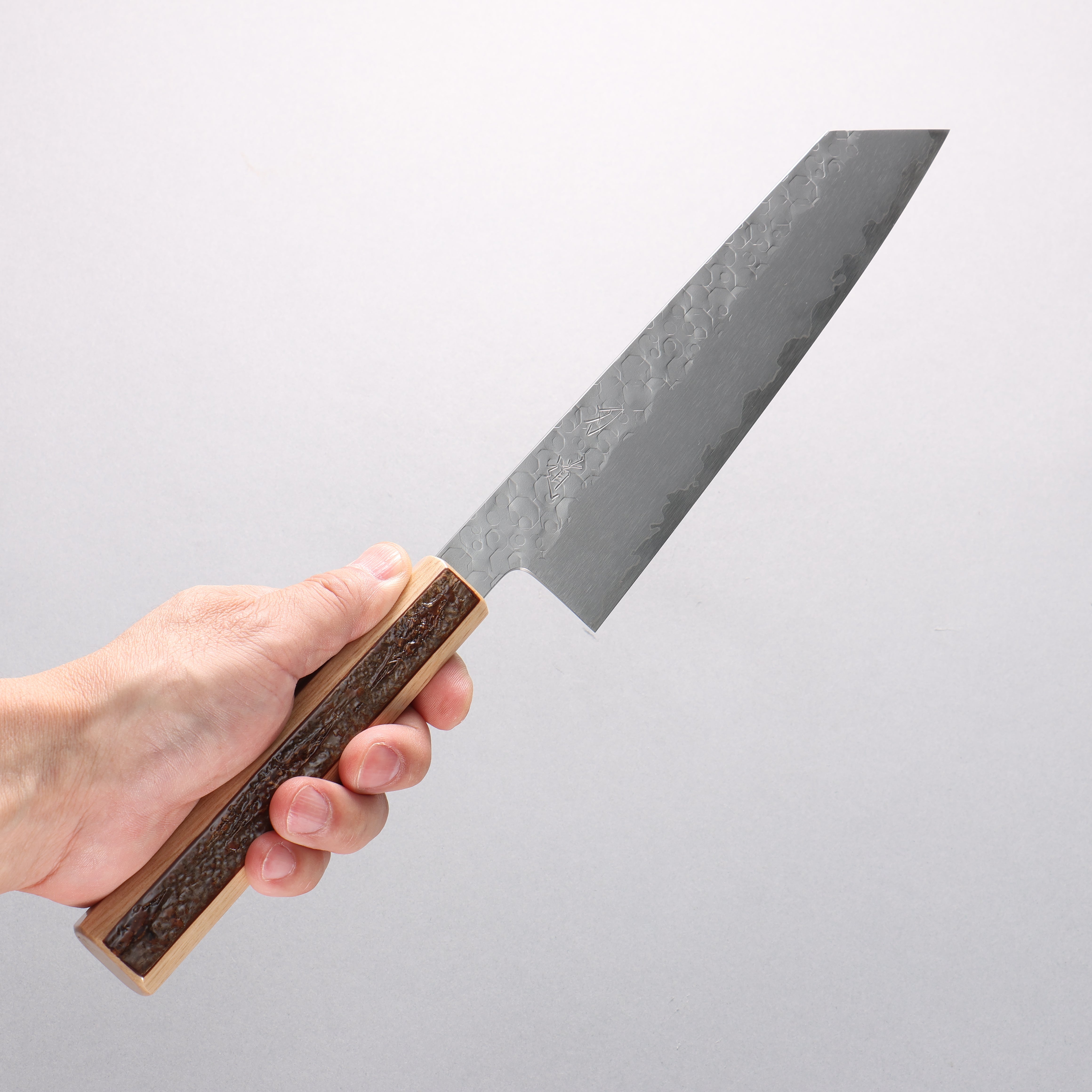 Hado Shiosai SG2 Hammered Kiritsuke Gyuto 210mm Cherry Wood & Bark Handle - Seisuke Knife