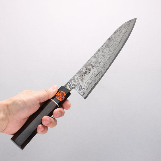 Shigeki Tanaka Habakiri SG2 Damascus Gyuto 210mm Ebony Wood Handle - Seisuke Knife