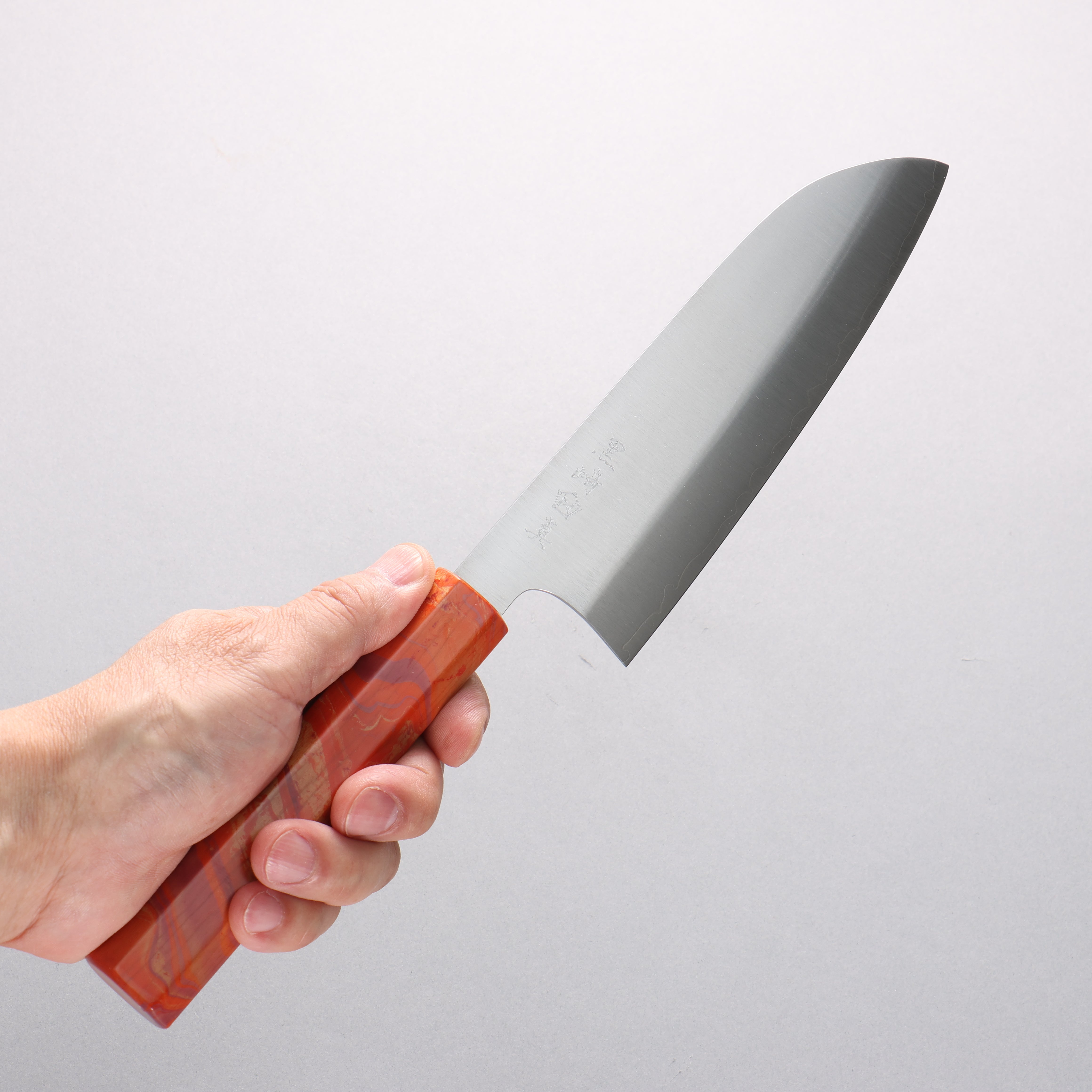 Makoto Kurosaki SG2 Migaki Santoku 165mm Lacquered Red/Purple Marble Handle - Seisuke Knife