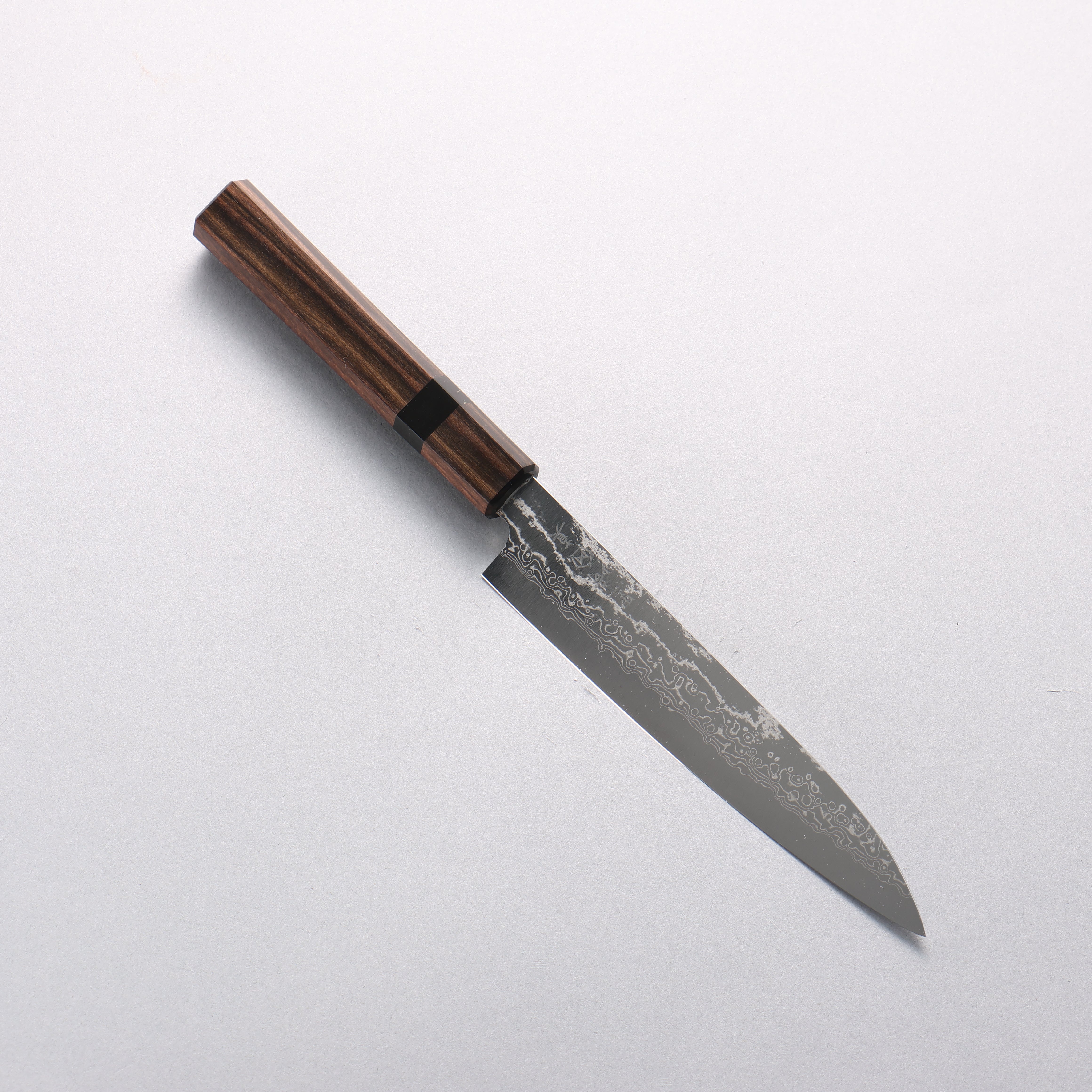 Makoto Kurosaki VG10w Damascus Petty-Utility 150mm Ebony Wood & Black Turquoise Ring Handle - Seisuke Knife
