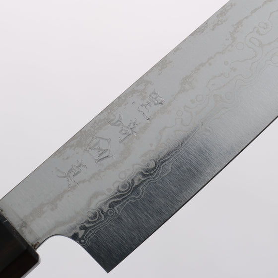 Makoto Kurosaki VG10w Damascus Petty-Utility 150mm Ebony Wood (With Black Turquoise Ring) Handle - Seisuke Knife