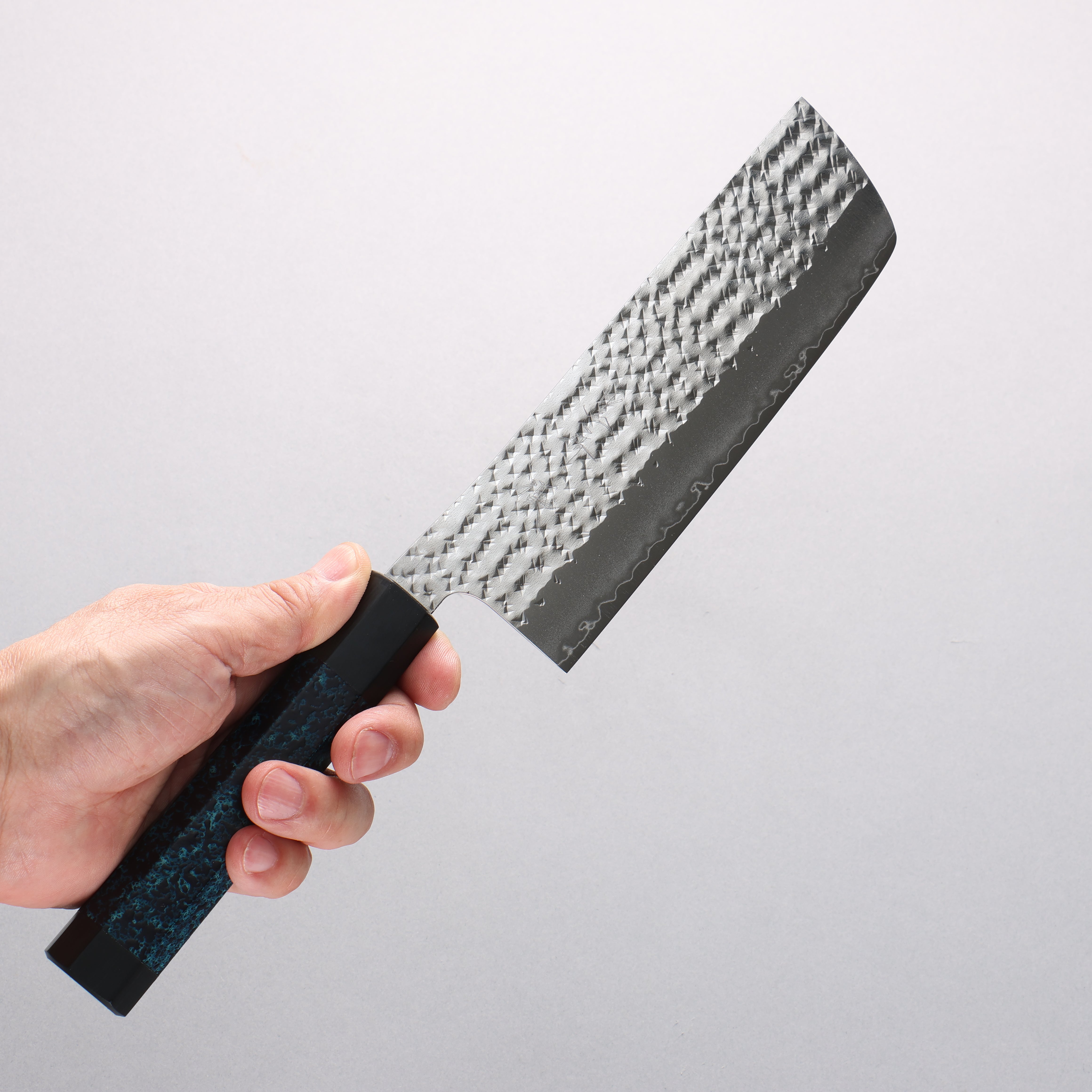 Yu Kurosaki Senko Ei Ai Tenmoku SG2 Hammered Nakiri 165mm Indigo Lacquered (Tenmoku) Handle with Sheath - Seisuke Knife
