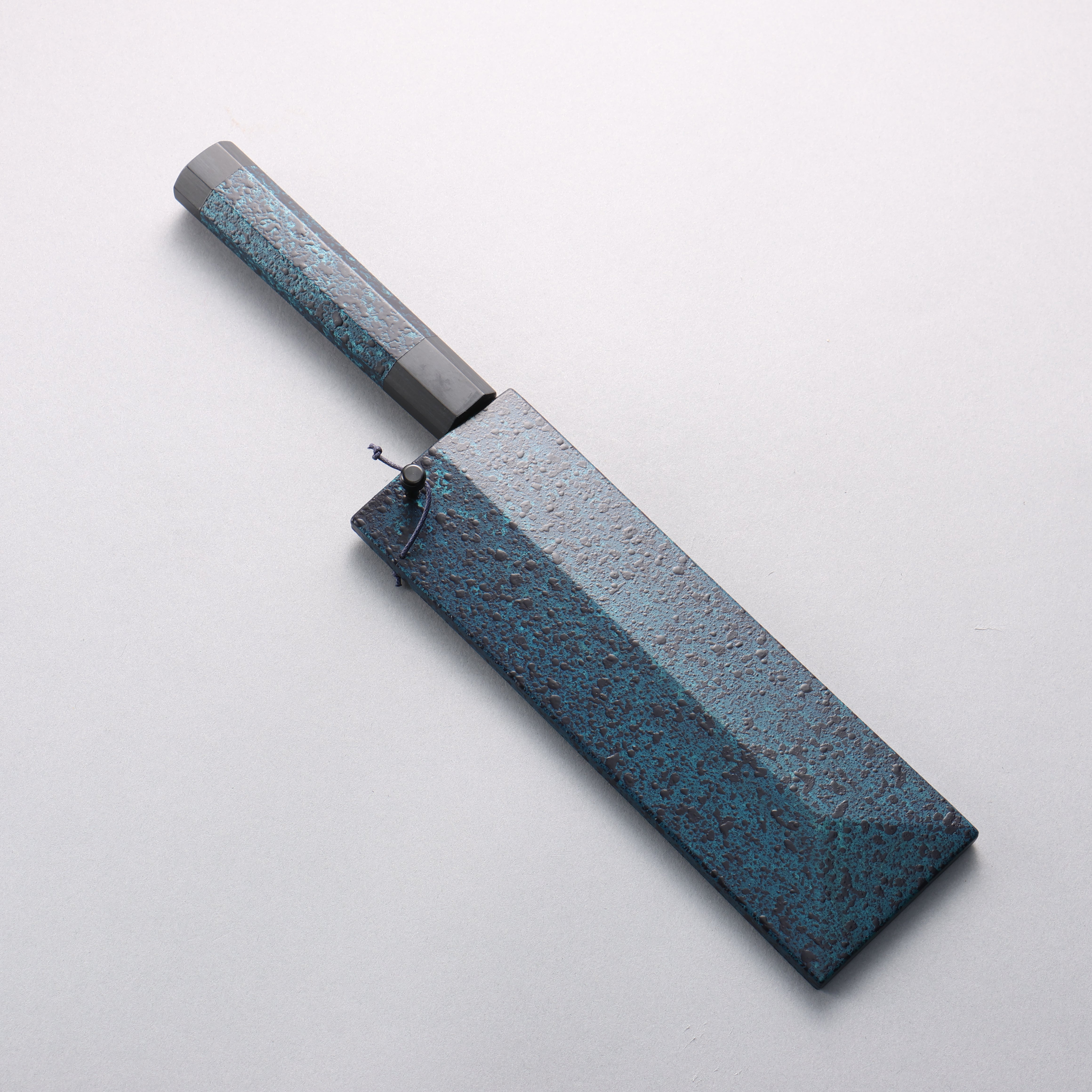 Yu Kurosaki Senko Ei Ai Tenmoku SG2 Hammered Nakiri 165mm Indigo Lacquered (Tenmoku) Handle with Sheath - Seisuke Knife