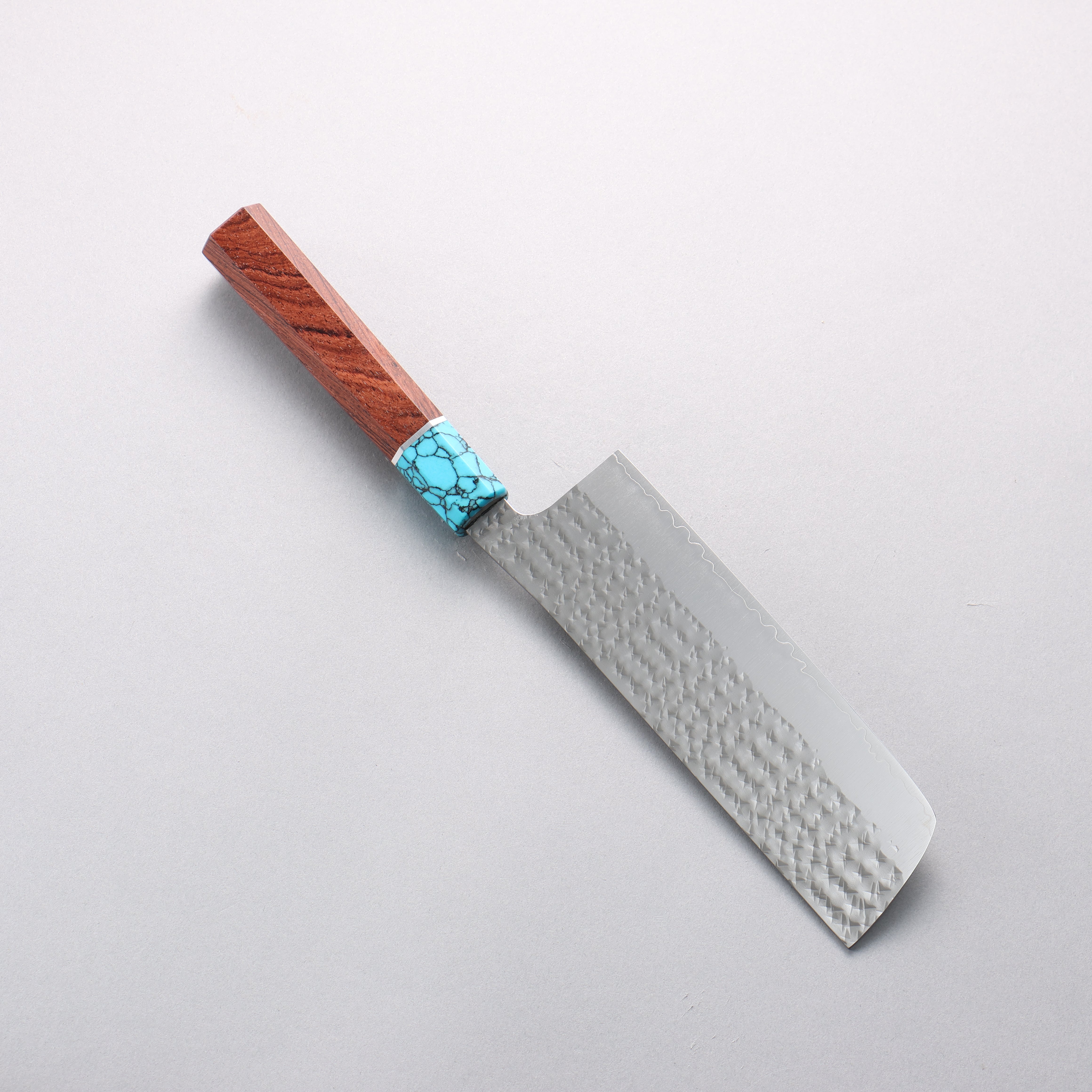 Yu Kurosaki Senko Ei SG2 Hammered Nakiri 165mm Rosewood & Blue Turquoise Handle - Seisuke Knife