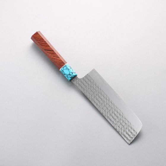 Yu Kurosaki Senko Ei SG2 Hammered Nakiri 165mm Rosewood (Ferrule: Blue Turquoise) Handle - Seisuke Knife
