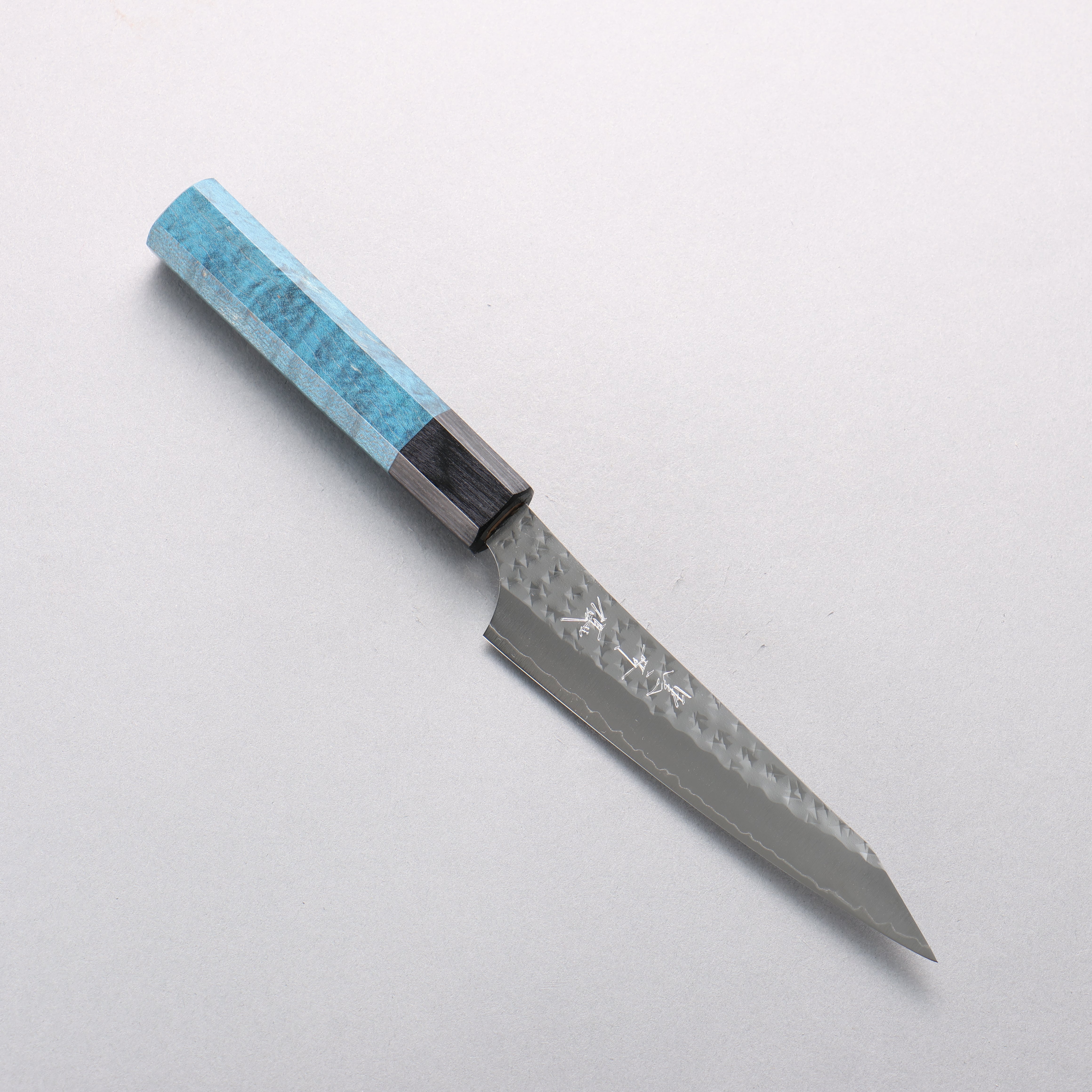 Yu Kurosaki Senko Ei SG2 Hammered Petty-Utility 130mm Blue Stabilized Wood Handle - Seisuke Knife