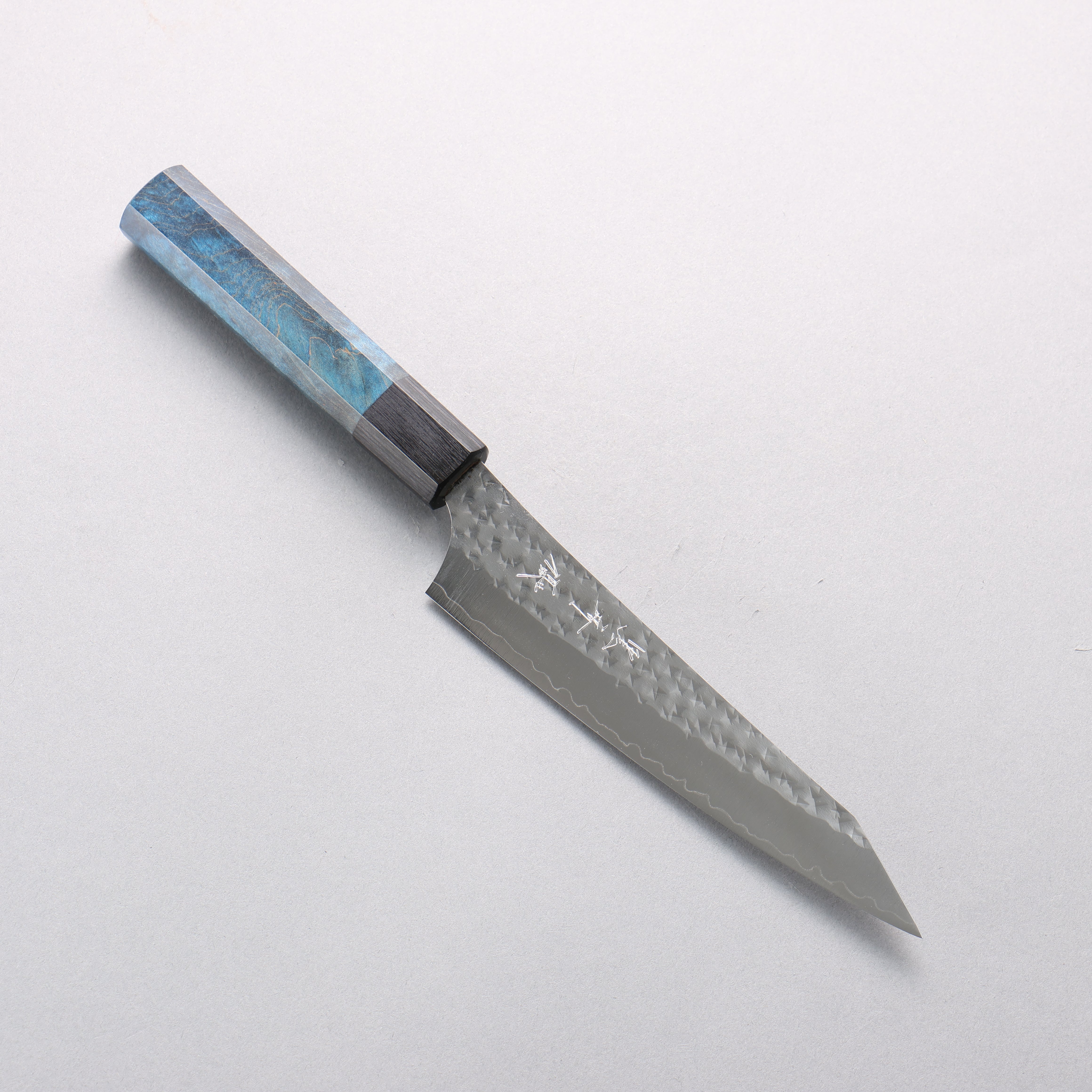 Yu Kurosaki Senko Ei SG2 Hammered Petty-Utility 150mm Blue Stabilized Wood Handle - Seisuke Knife