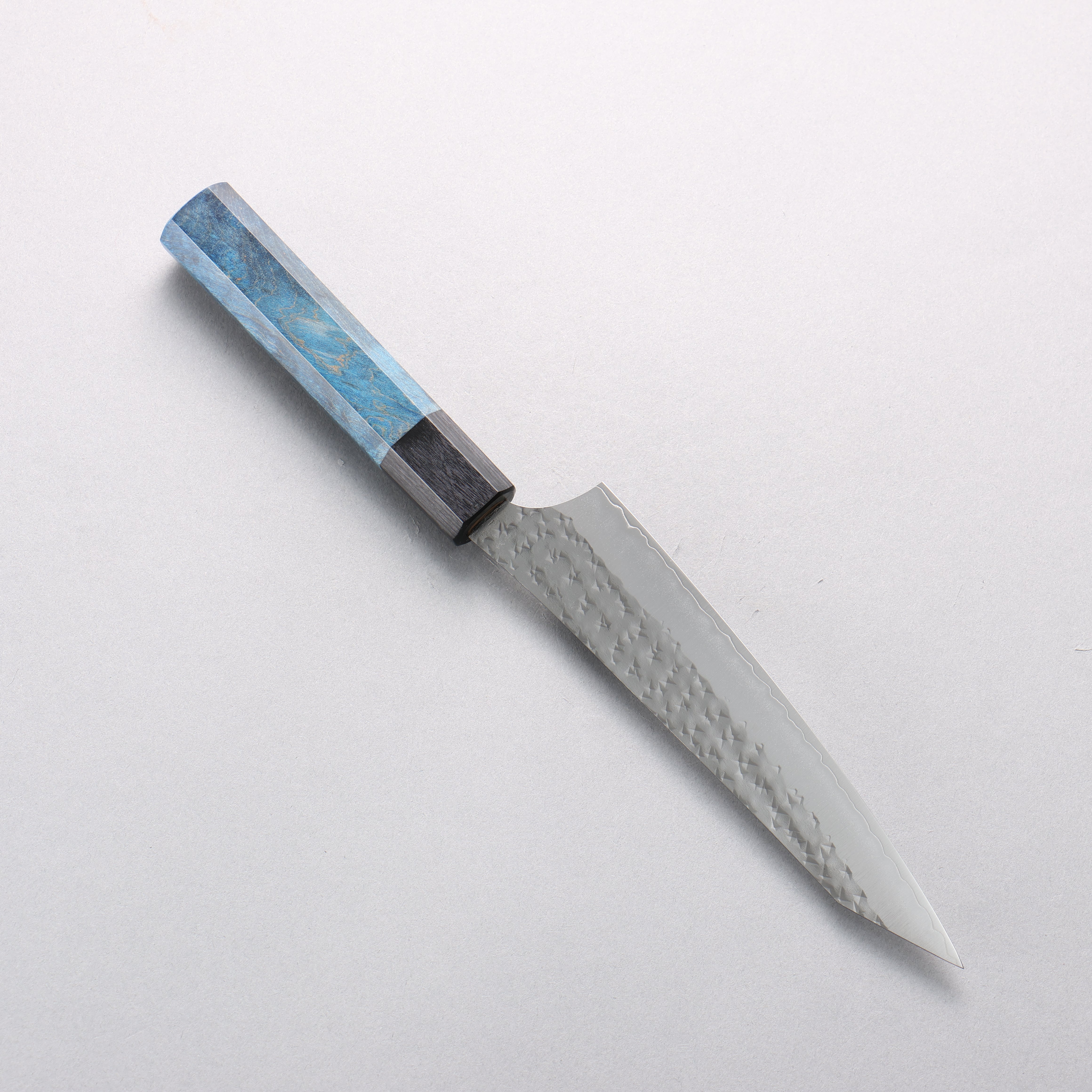 Yu Kurosaki Senko Ei SG2 Hammered Petty-Utility 150mm Blue Stabilized Wood Handle - Seisuke Knife