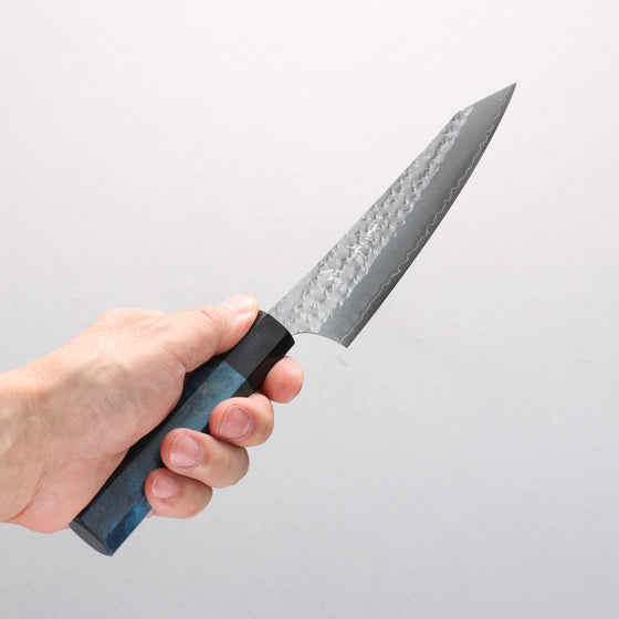 Yu Kurosaki Senko Ei SG2 Hammered Petty-Utility 150mm Blue Stabilized Wood Handle - Seisuke Knife
