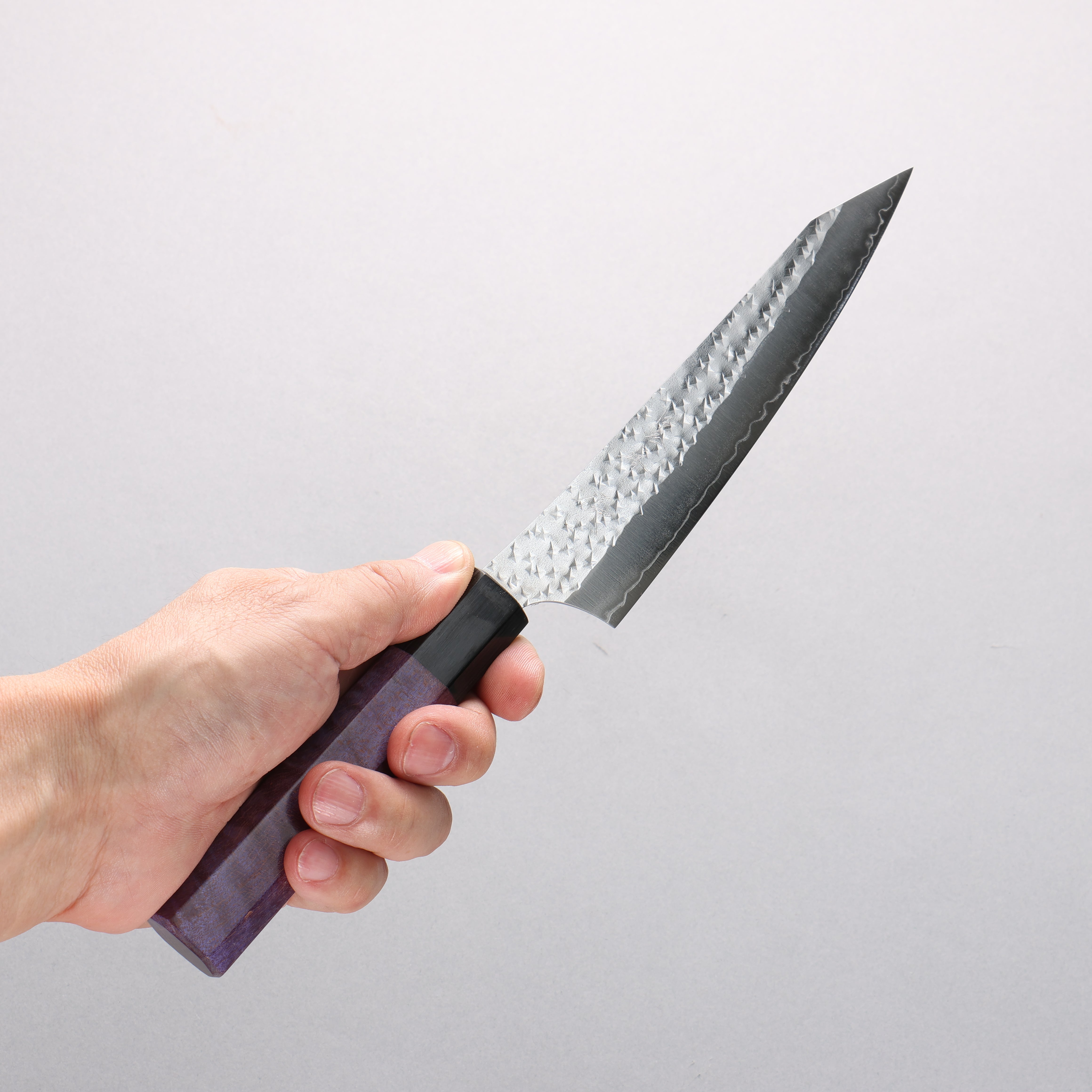 Yu Kurosaki Senko Ei SG2 Hammered Petty-Utility 150mm Purple Stabilized Wood Handle - Seisuke Knife