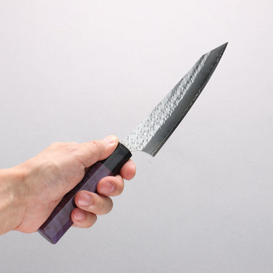 Yu Kurosaki Senko Ei SG2 Hammered Petty-Utility 150mm Purple Stabilized Wood Handle - Seisuke Knife
